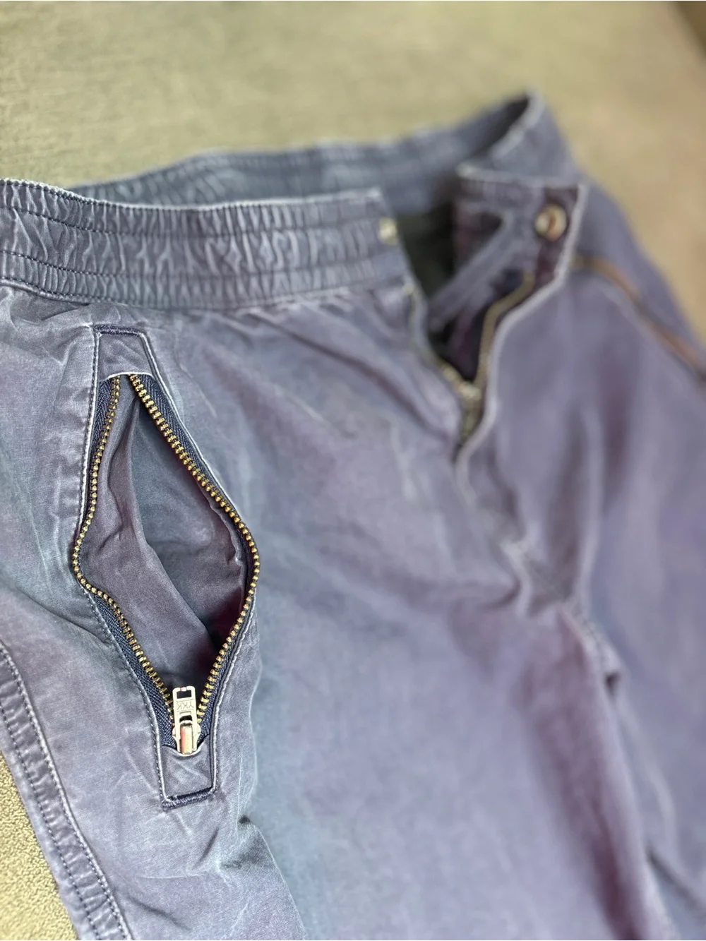 Polo Ralph Lauren Boys Blue Cotton Jogger Pants Zip Pocket Size L 14-16